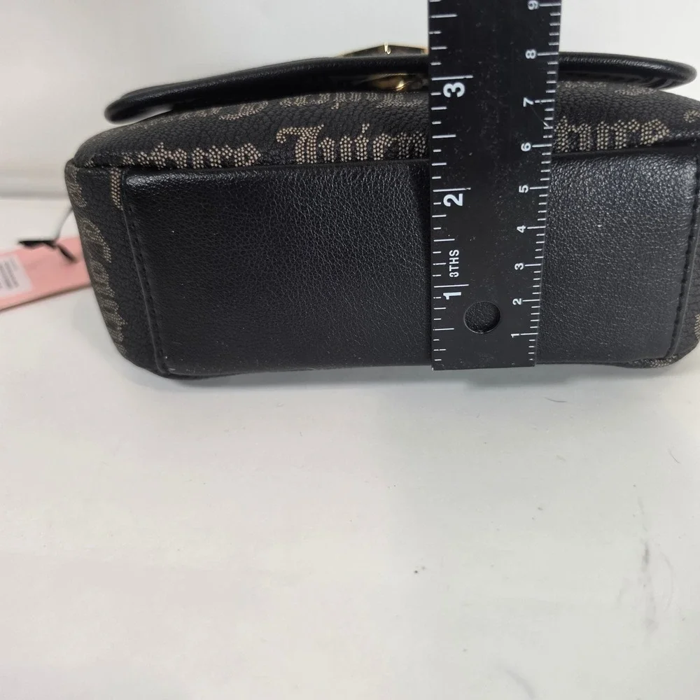 Juicy Couture Gothic Dots Flawless Flap‎ Crossbody Bag Black Taupe Y2K 11JCCL5JC